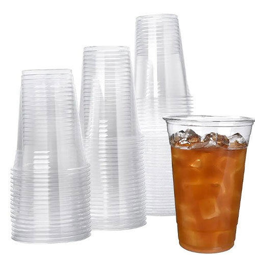 Disposable Strawless Plastic Cups Clear Beverage Coffee Cups